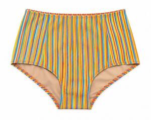 Kortni Jeane Multicolor Rainbow Stripe High-Waist Bikini Bottoms